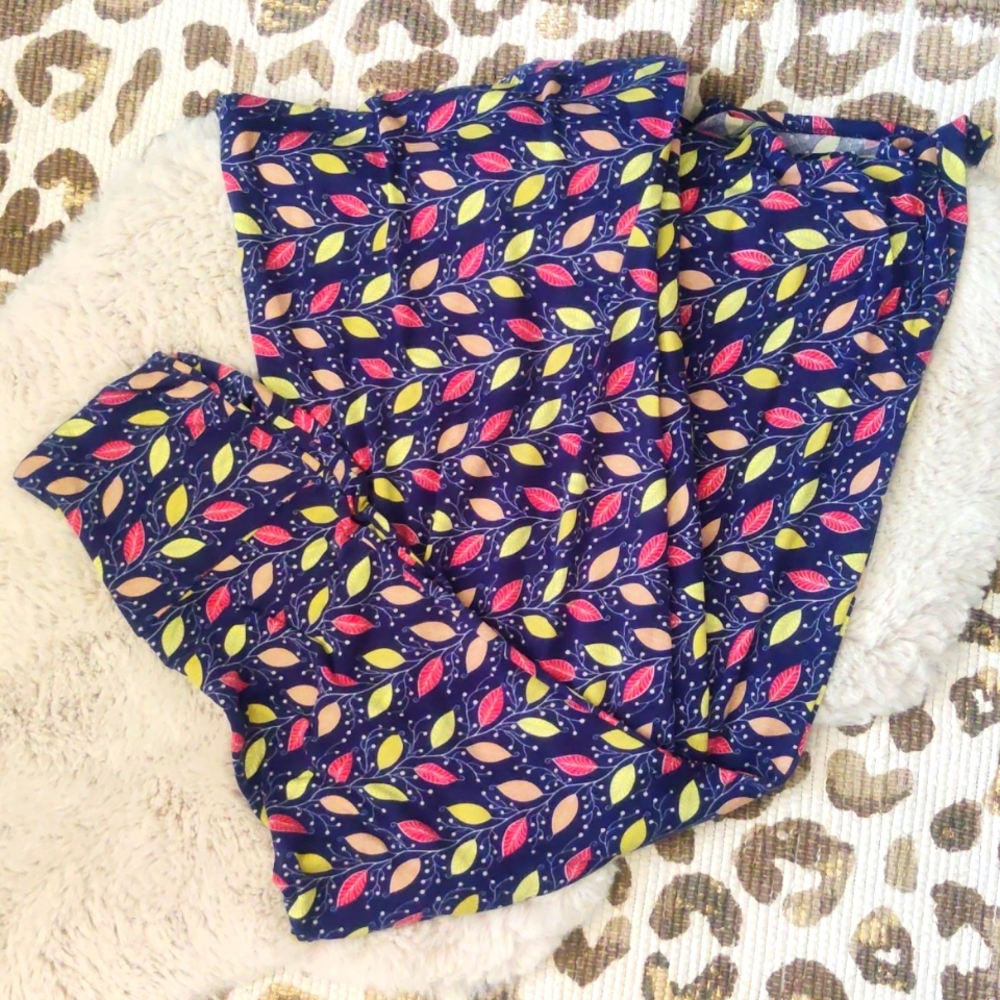 LuLaRoe High-Waisted Maxi Skirt - Leaf Pattern Long A-Line